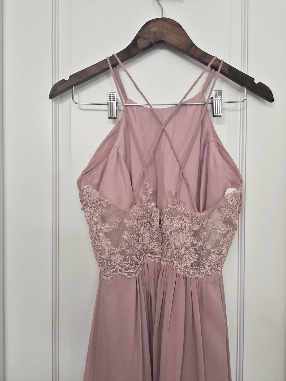 Azazie Dusty Rose Lace Bodice Strappy Slip